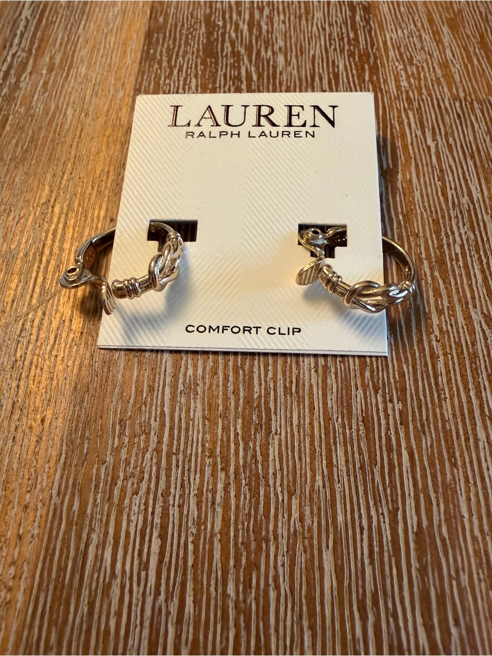 Lauren Ralph Lauren Silver-Tone Twisted Rope Clip-On Hoop Earrings